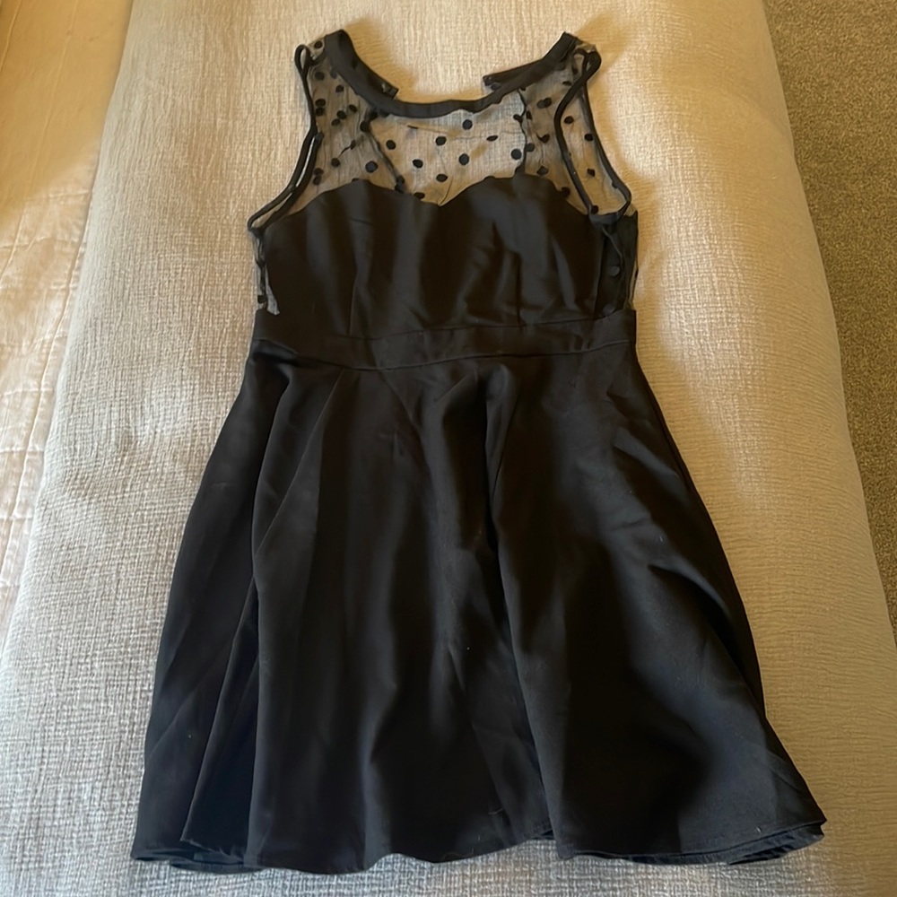 Black dress with polka dot detail